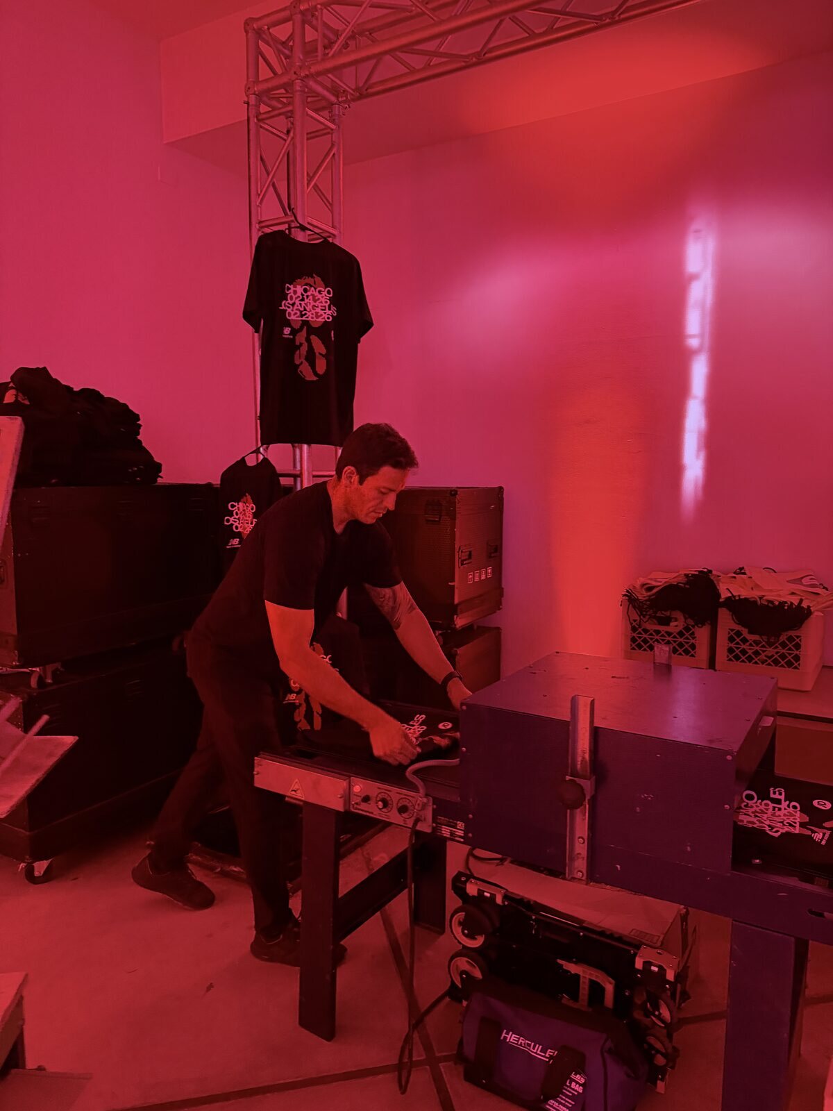 Live merch printing station at a Nashville corporate conference